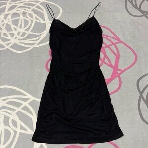 Wild Fable Black Ruched Mesh Bodycon Dress